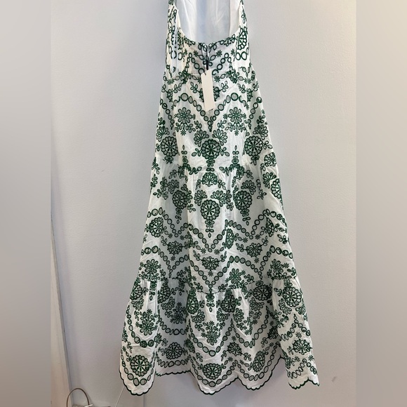 MILLY Hayden Scallop Eyelet Dress in White & Green - Picture 8 of 16